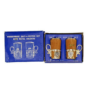 Kansas Horse Salt Pepper Set Wood in Metal Holders 2.5" Tall
